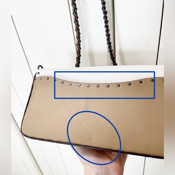 Coach Dinky With Rivets And Snakeskin Detail White Tan Crossbody B1880-30455 - Picture 14 of 16